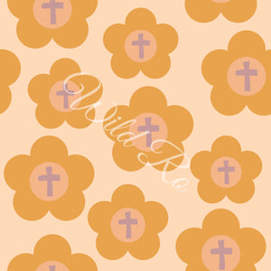 Retro Floral Cross SEAMLESS FILE