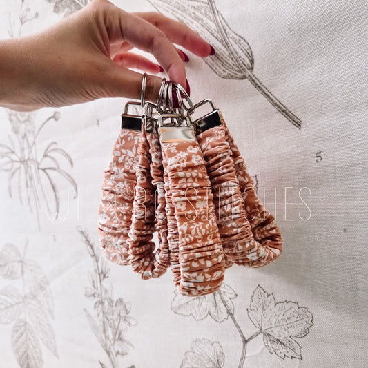 Mauve Floral Scrunchie Keychain