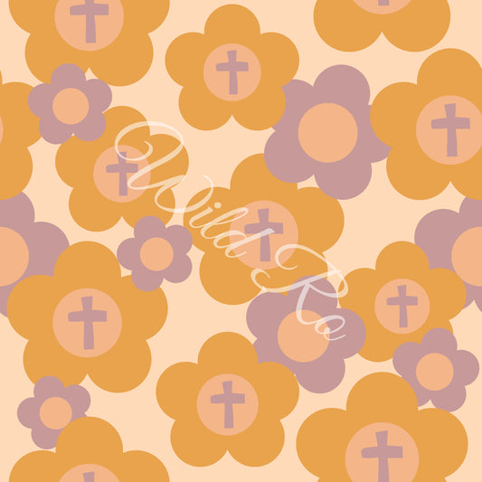 Retro Purple Floral Cross SEAMLESS FILE