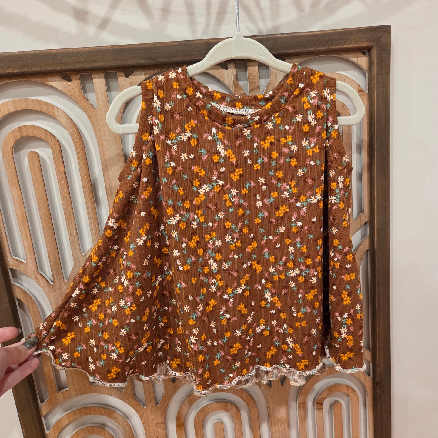 Ditsy Brown Floral Swing Tank