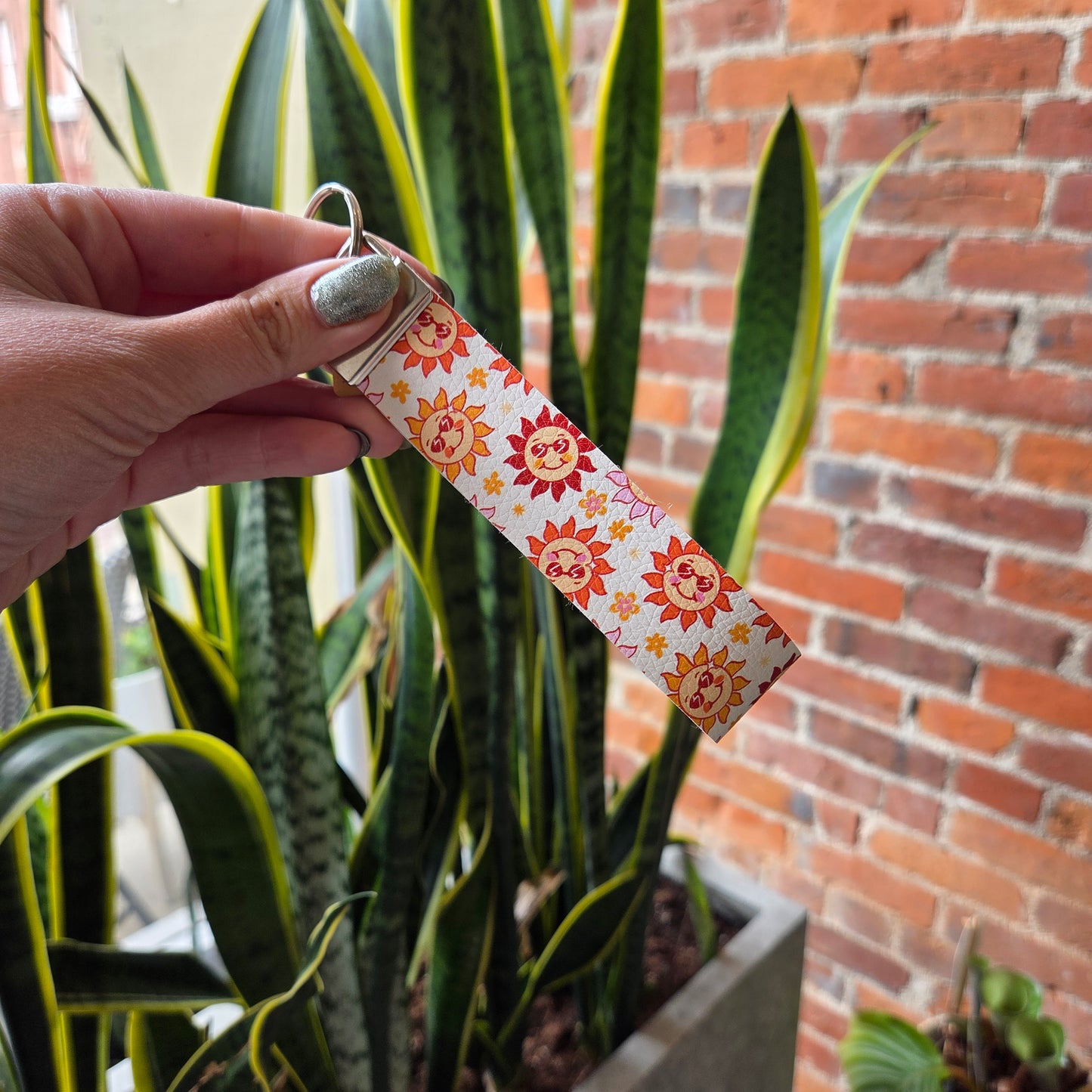 Sun Faux Leather Key Fob