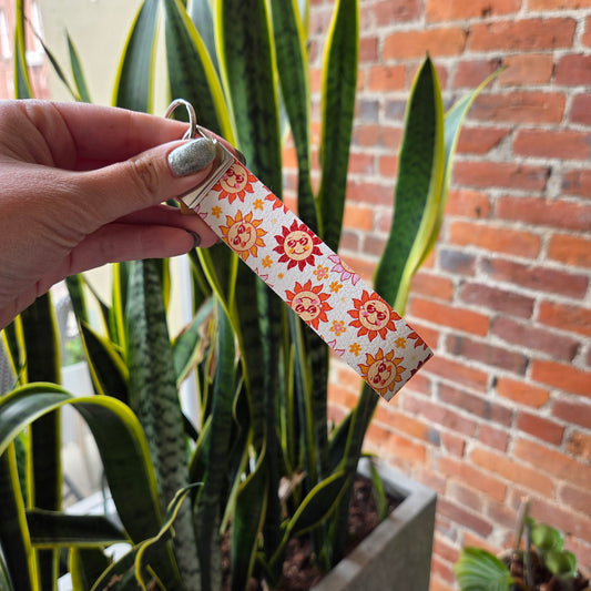 Sun Faux Leather Key Fob